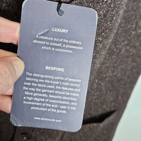 Studio Suits Custom Made Brown Tweed Vest Button Closure Adjustable Back Strap S - Picture 3 of 10